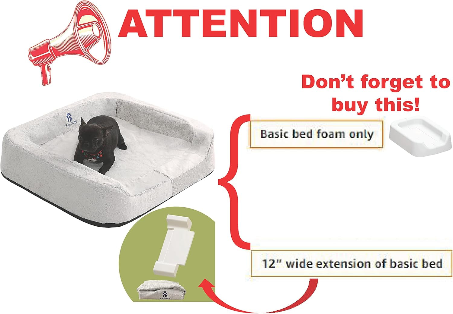 Size Adjustable Dog Bed, Orthopedic Dog Bed with Certipur-Us Foam, Waterproof Dog Bed with Removable Cover, Thick Dog Couch with 3 Side Bolsters for Jumbo Dog, Medium Dog and Large Dog