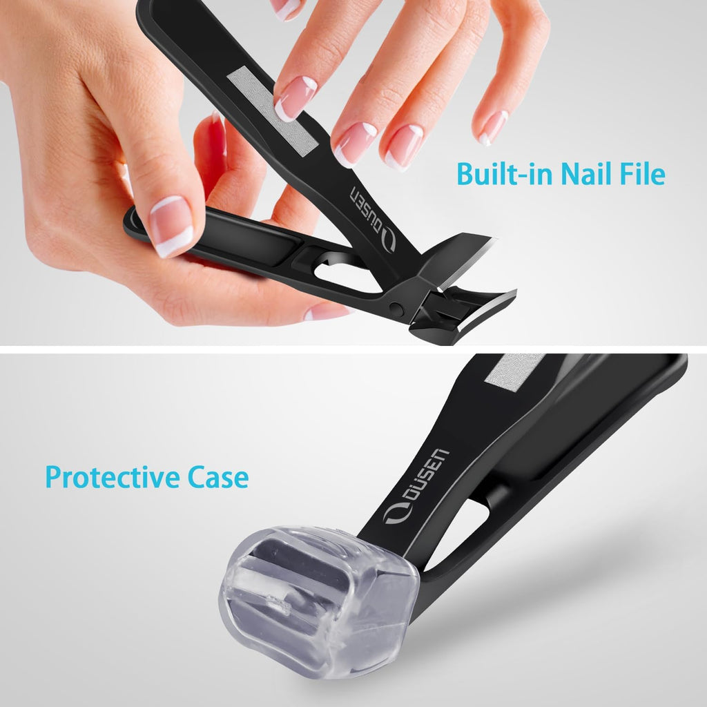 Toenail Clippers for Seniors Thick Nails, Angled Head Ingrown Toe Nail Clippers with Slanted Curved Blade, No Splash Nail Clippers for Men & Women Fingernail, Professional German Nail Cutter Wide Jaw