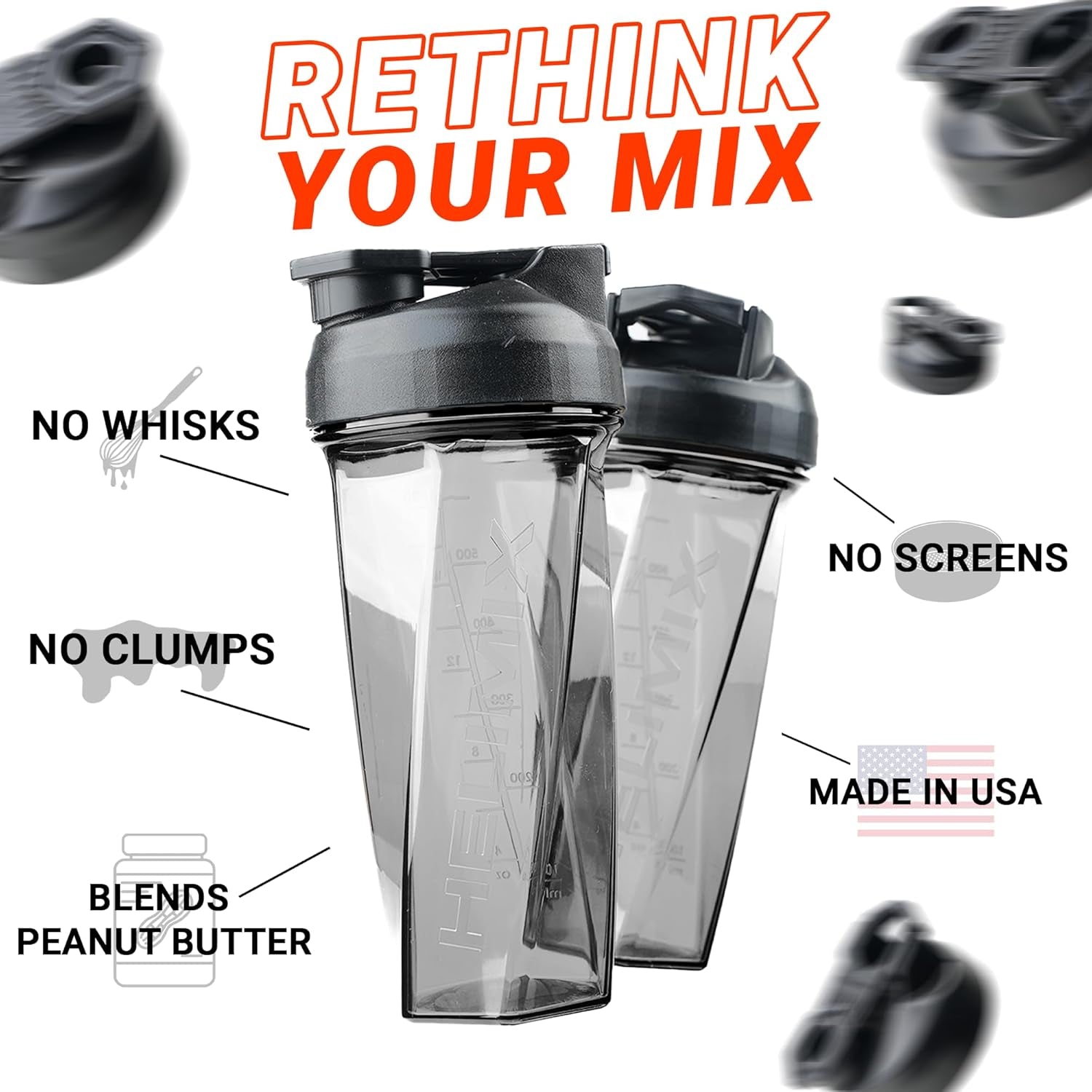 2.0 Vortex Blender Shaker Bottle Holds Upto 28Oz | No Blending Ball or Whisk | USA Made | Portable Pre Workout Whey Protein Drink Shaker Cup | Mixes Cocktails Smoothies Shakes | Top Rack Safe