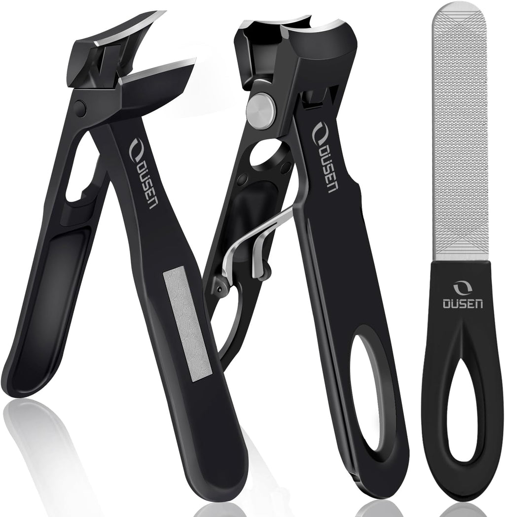 Toenail Clippers for Seniors Thick Nails, Angled Head Ingrown Toe Nail Clippers with Slanted Curved Blade, No Splash Nail Clippers for Men & Women Fingernail, Professional German Nail Cutter Wide Jaw