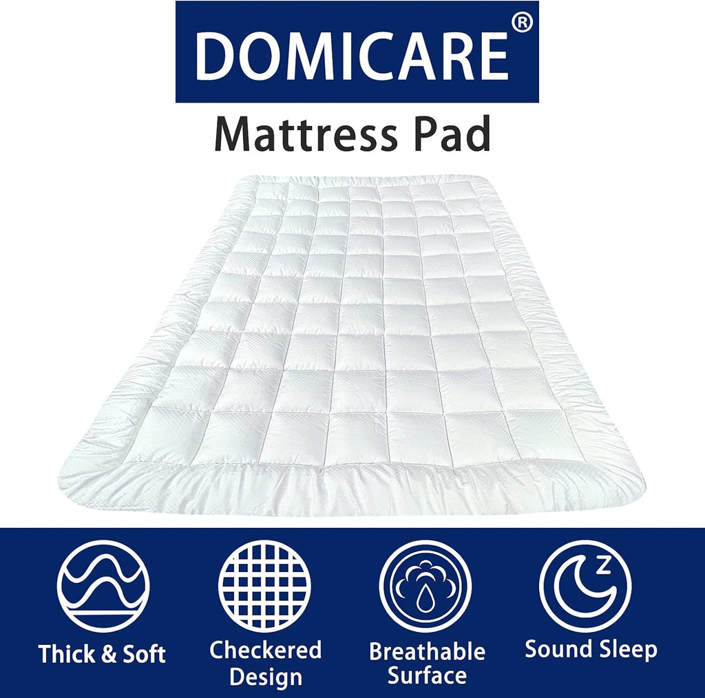 Full Size Mattress Pad Cover Quilted Fitted Mattress Protector with Deep Pocket (8-21Inch), Cooling Mattress Topper Pillow Top-White