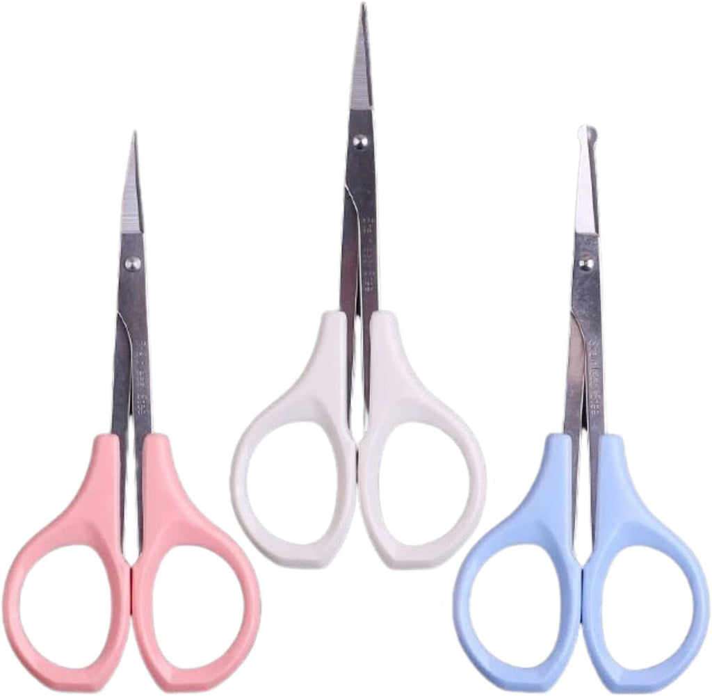 Hair Trimming Scissors Set, Grooming Scissors for Facial Hair, Nose Hair, Mustache, and Beard Grooming, Stainless Steel Eyebrow Scissors