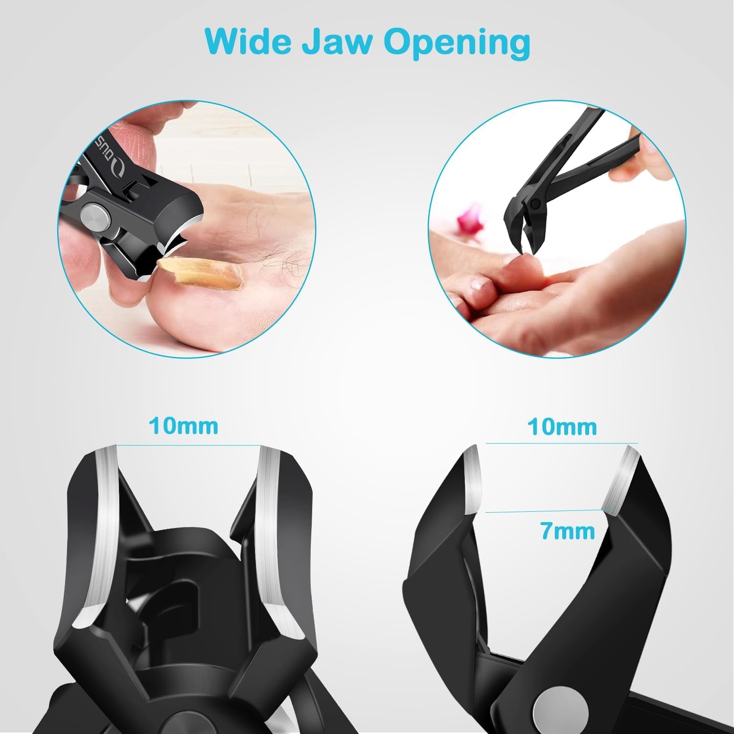 Toenail Clippers for Seniors Thick Nails, Angled Head Ingrown Toe Nail Clippers with Slanted Curved Blade, No Splash Nail Clippers for Men & Women Fingernail, Professional German Nail Cutter Wide Jaw