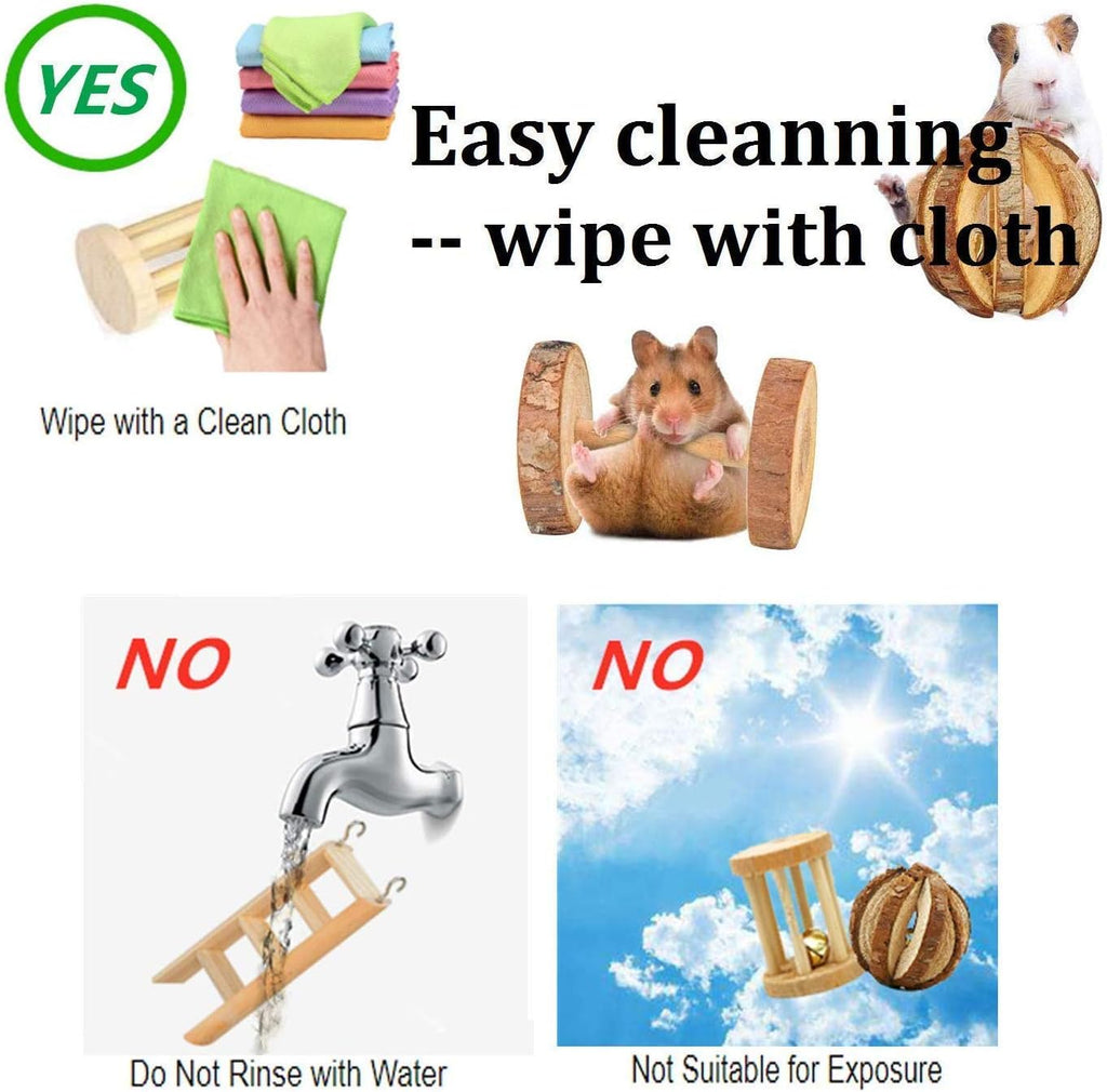 12PCS Hamster Chew Toys Guinea Pig Toys Natural Wooden Pine Rats Chinchillas Toys Accessories Dumbells Exercise Bell Roller Teeth Care Molar Toy for Birds Bunny Rabbits Gerbils