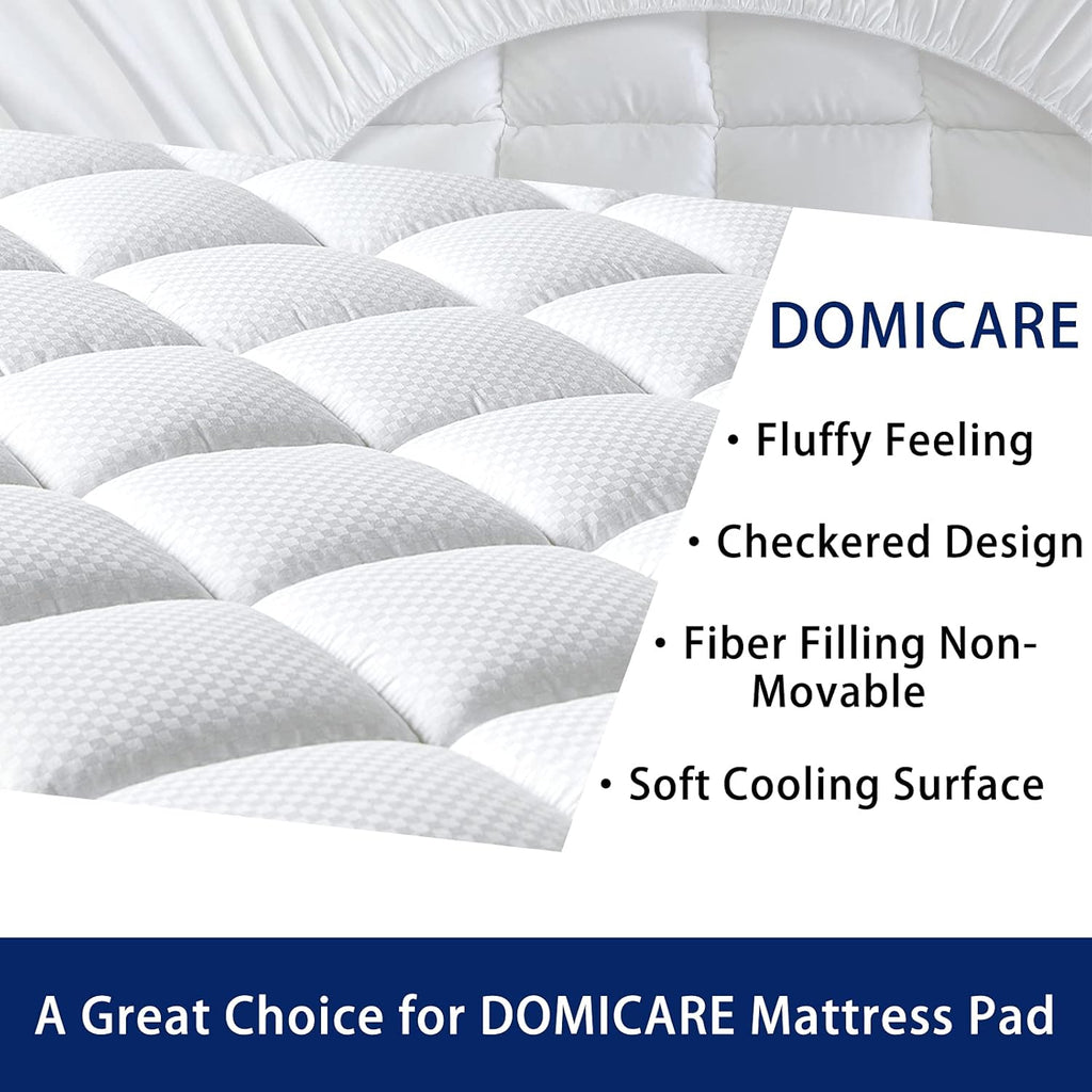 Full Size Mattress Pad Cover Quilted Fitted Mattress Protector with Deep Pocket (8-21Inch), Cooling Mattress Topper Pillow Top-White