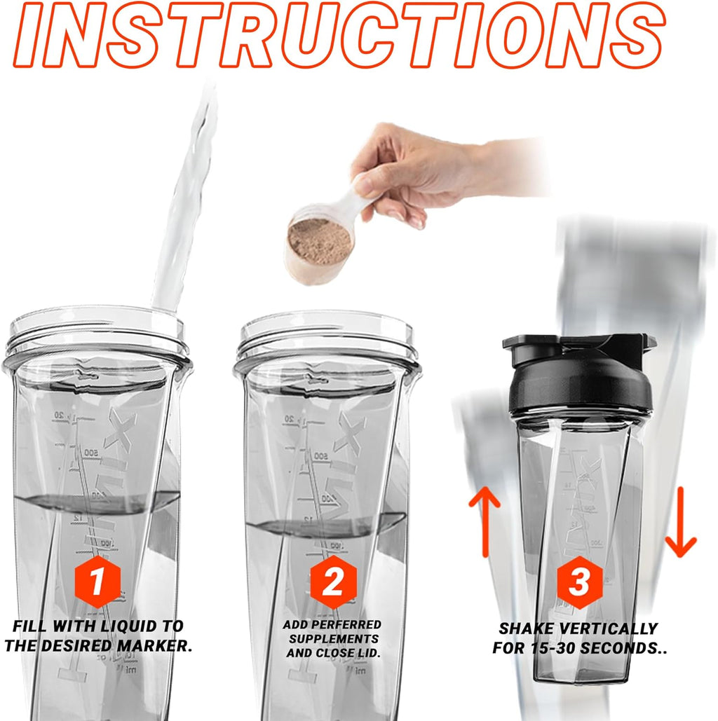 2.0 Vortex Blender Shaker Bottle Holds Upto 28Oz | No Blending Ball or Whisk | USA Made | Portable Pre Workout Whey Protein Drink Shaker Cup | Mixes Cocktails Smoothies Shakes | Top Rack Safe