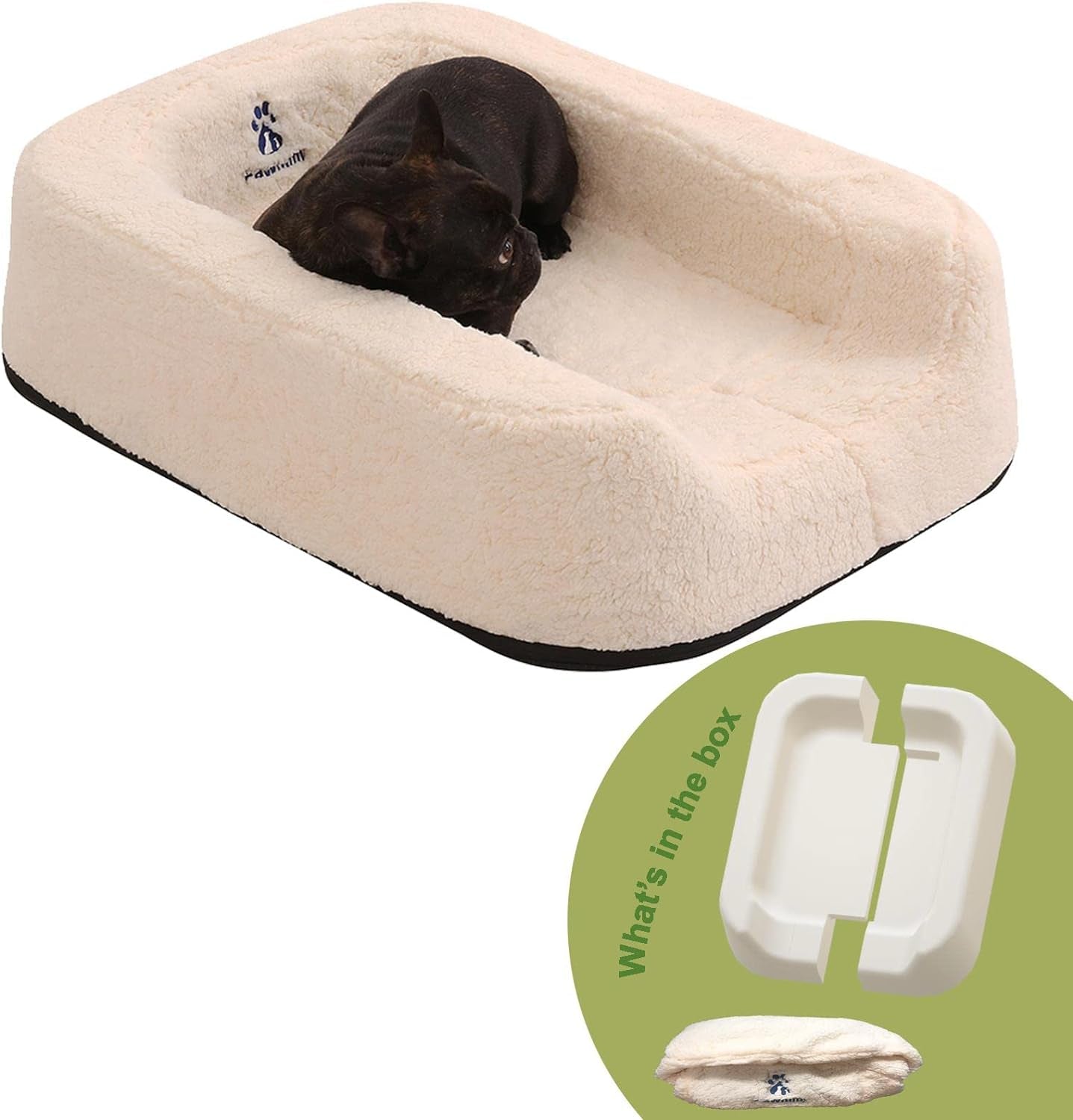 Size Adjustable Dog Bed, Orthopedic Dog Bed with Certipur-Us Foam, Waterproof Dog Bed with Removable Cover, Thick Dog Couch with 3 Side Bolsters for Jumbo Dog, Medium Dog and Large Dog